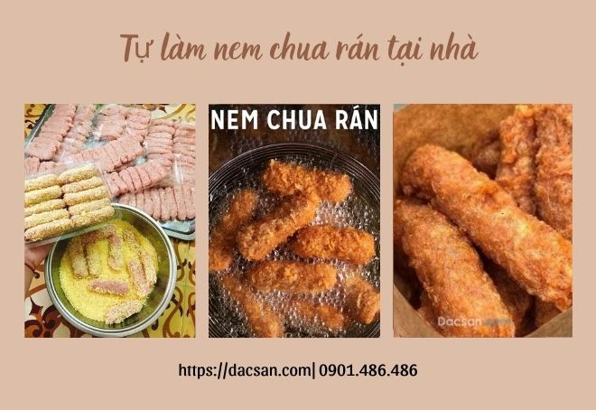 Chỉ cần một bước chiên là có ngay nem chua rán ngon đặc sản Hà Nội tại nhà