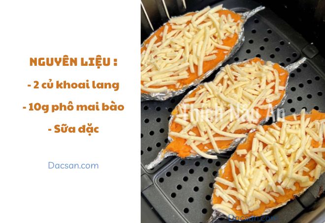 Nguyên liệu làm khoai lang nướng phô mai đơn giản, dễ kiếm