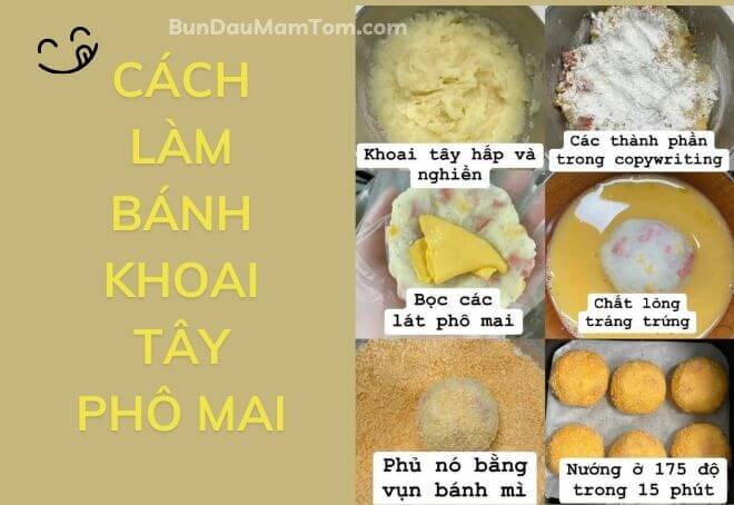 Nguyên liệu và các bước làm bánh khoai tây phô mai 