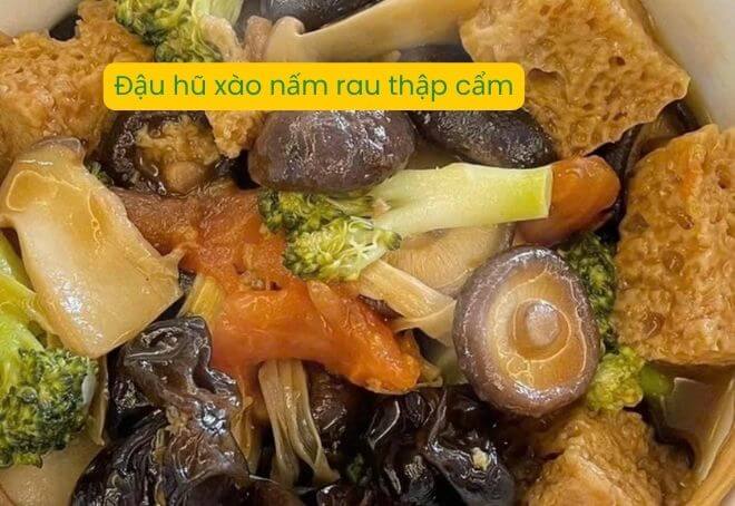 Đậu hũ xào nấm, rau thập cẩm ngon tuyệt ngon!